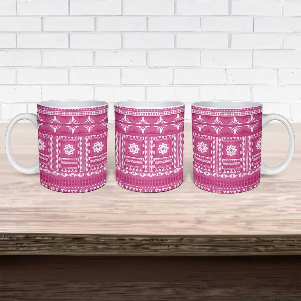 Fiji Masi All Pink Ceramic Mug Tapa Pattern - Polynesian Pride
