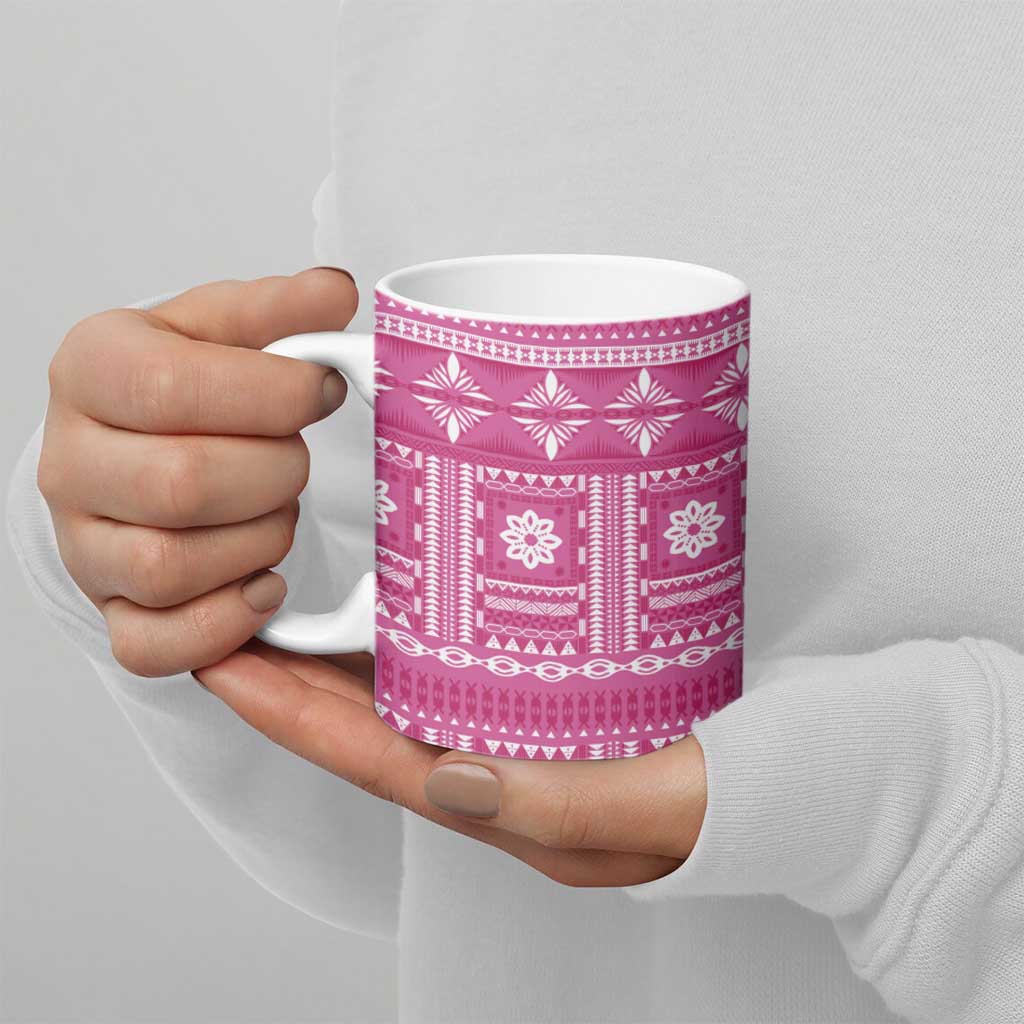 Fiji Masi All Pink Ceramic Mug Tapa Pattern - Polynesian Pride