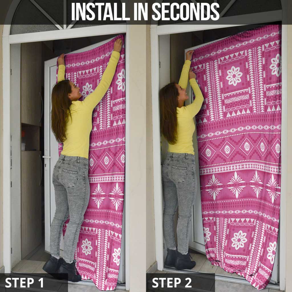 Fiji Masi All Pink Door Cover Tapa Pattern - Polynesian Pride