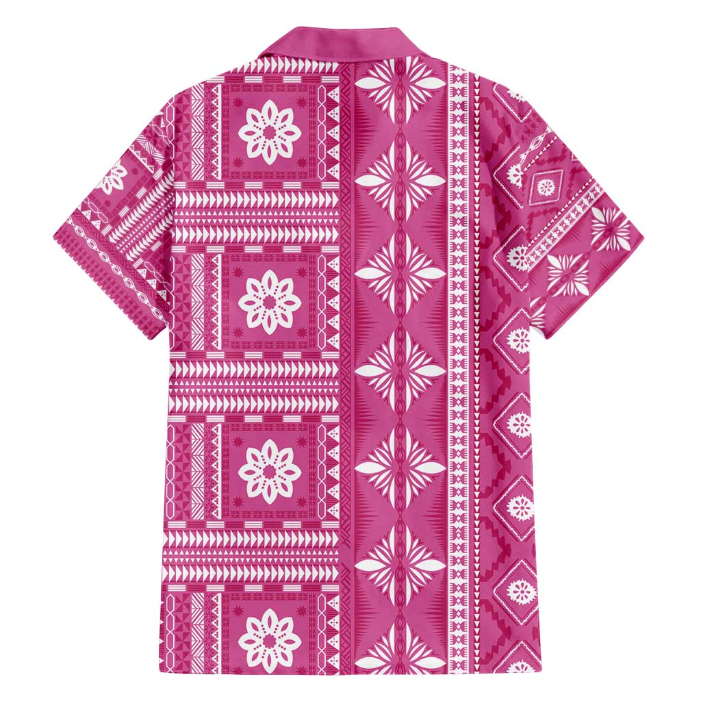 Fiji Masi All Pink Family Matching Long Sleeve Bodycon Dress and Hawaiian Shirt Tapa Pattern - Polynesian Pride