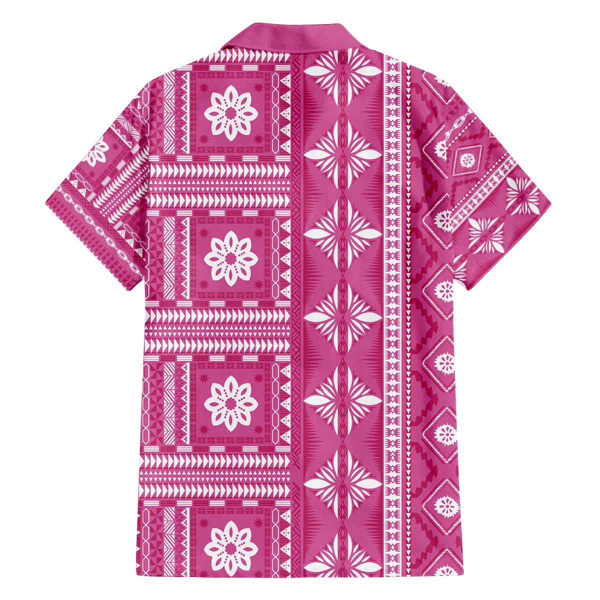 Fiji Masi All Pink Family Matching Off The Shoulder Long Sleeve Dress and Hawaiian Shirt Tapa Pattern - Polynesian Pride