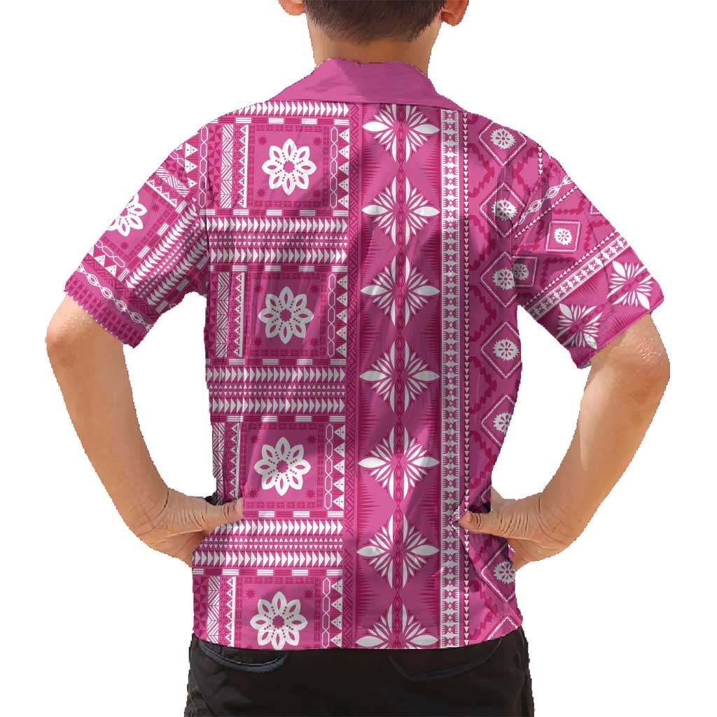 Fiji Masi All Pink Family Matching Puletasi and Hawaiian Shirt Tapa Pattern - Polynesian Pride