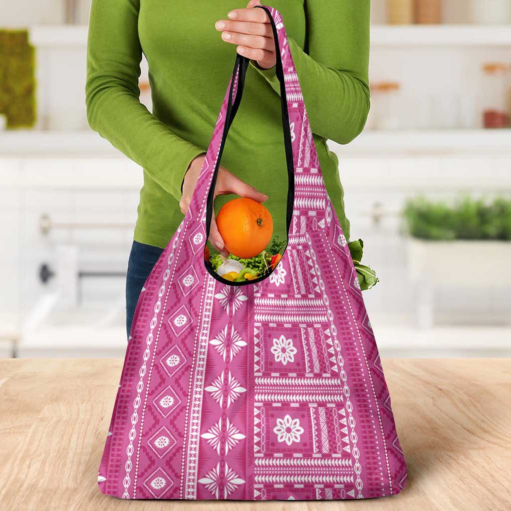 Fiji Masi All Pink Grocery Bag Tapa Pattern - Polynesian Pride