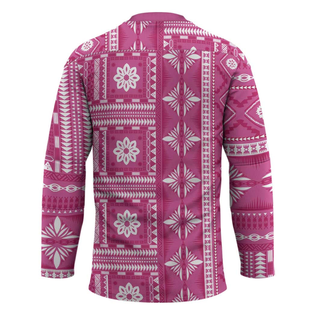 Fiji Masi All Pink Hockey Jersey Tapa Pattern - Polynesian Pride