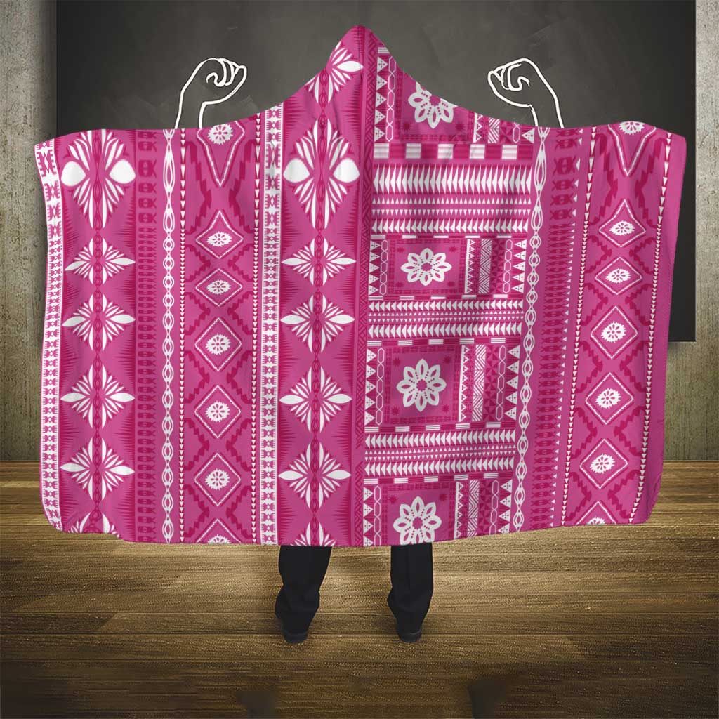 Fiji Masi All Pink Hooded Blanket Tapa Pattern - Polynesian Pride
