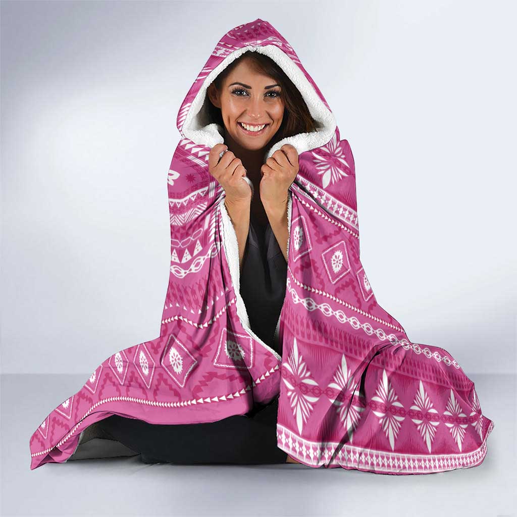 Fiji Masi All Pink Hooded Blanket Tapa Pattern - Polynesian Pride
