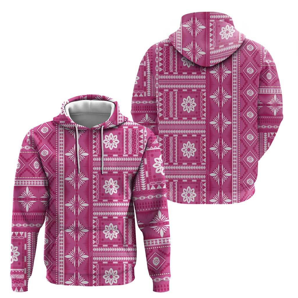 Fiji Masi All Pink Hoodie Tapa Pattern - Polynesian Pride