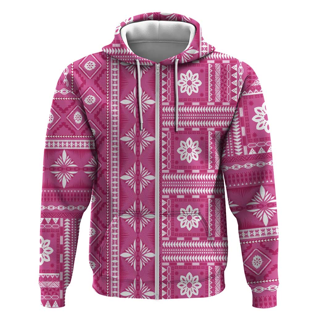 Fiji Masi All Pink Hoodie Tapa Pattern - Polynesian Pride