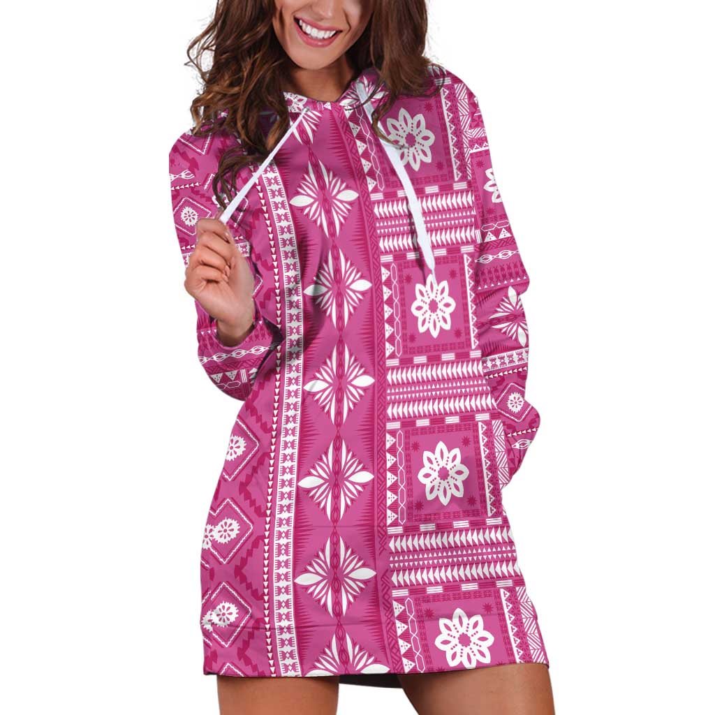 Fiji Masi All Pink Hoodie Dress Tapa Pattern - Polynesian Pride
