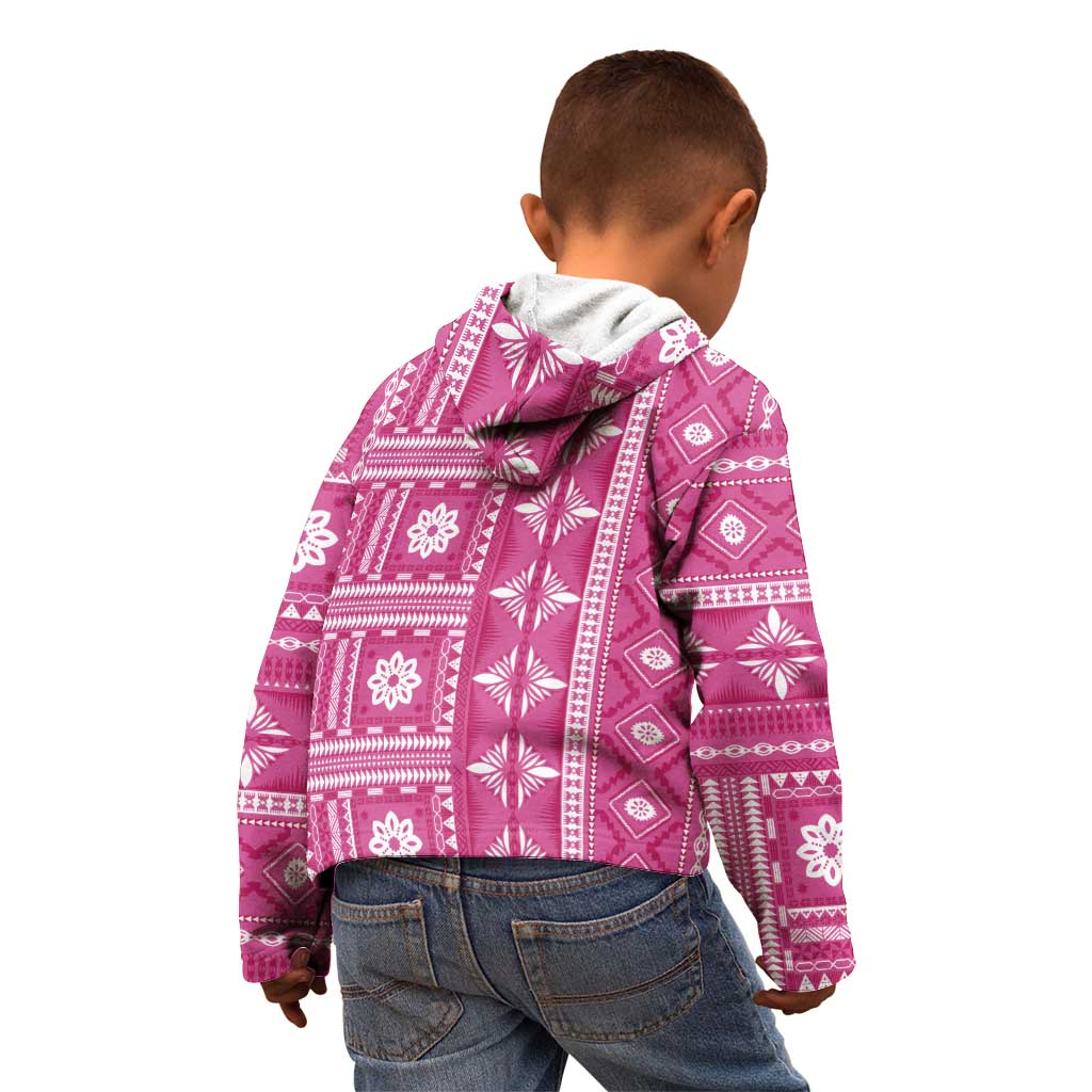 Fiji Masi All Pink Kid Hoodie Tapa Pattern - Polynesian Pride