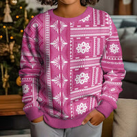 Fiji Masi All Pink Kid Ugly Christmas Sweater Tapa Pattern - Polynesian Pride