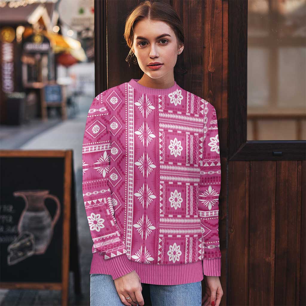 Fiji Masi All Pink Ugly Christmas Sweater Tapa Pattern - Polynesian Pride
