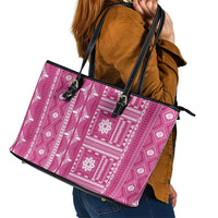 Fiji Masi All Pink Leather Tote Bag Tapa Pattern - Polynesian Pride