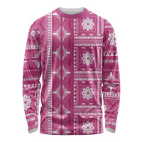Fiji Masi All Pink Long Sleeve Shirt Tapa Pattern - Polynesian Pride