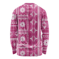 Fiji Masi All Pink Long Sleeve Shirt Tapa Pattern - Polynesian Pride