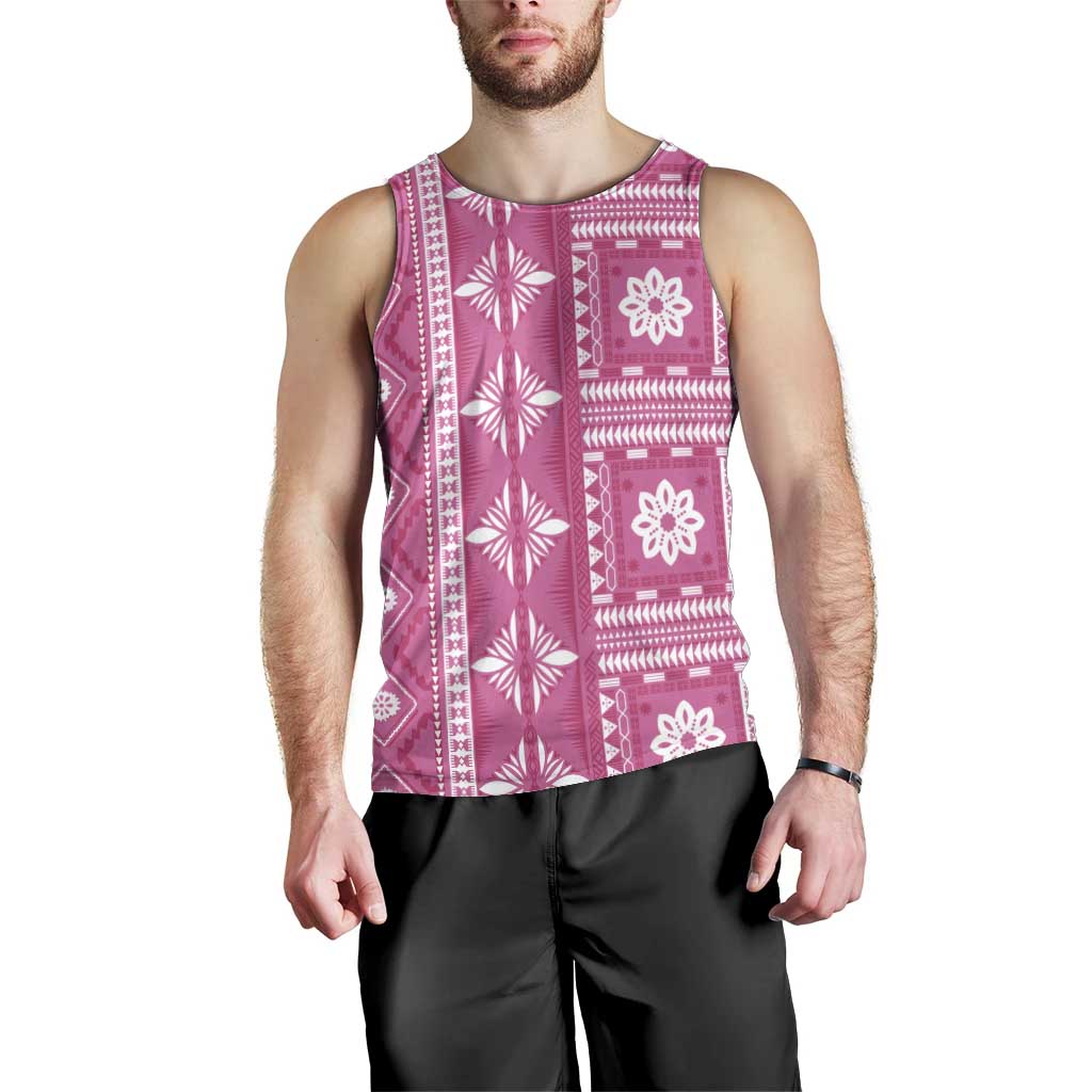 Fiji Masi All Pink Men Tank Top Tapa Pattern - Polynesian Pride