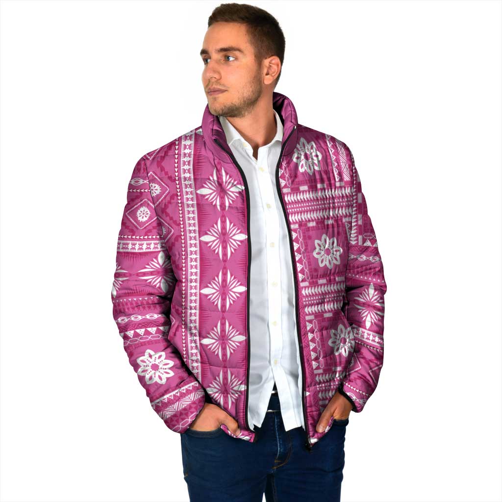 Fiji Masi All Pink Padded Jacket Tapa Pattern - Polynesian Pride