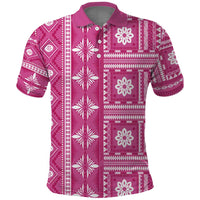 Fiji Masi All Pink Polo Shirt Tapa Pattern - Polynesian Pride