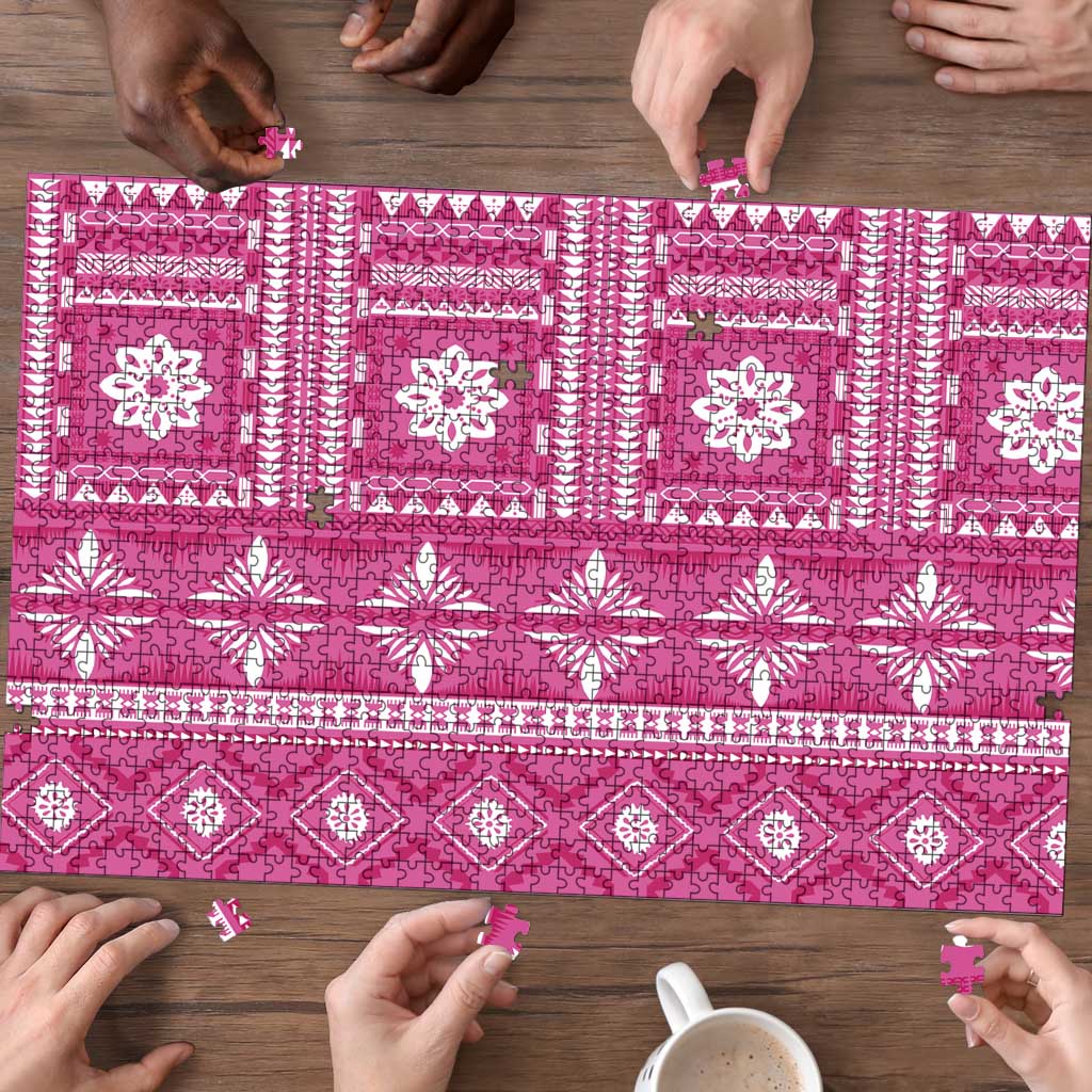 Fiji Masi All Pink Puzzle Tapa Pattern - Polynesian Pride