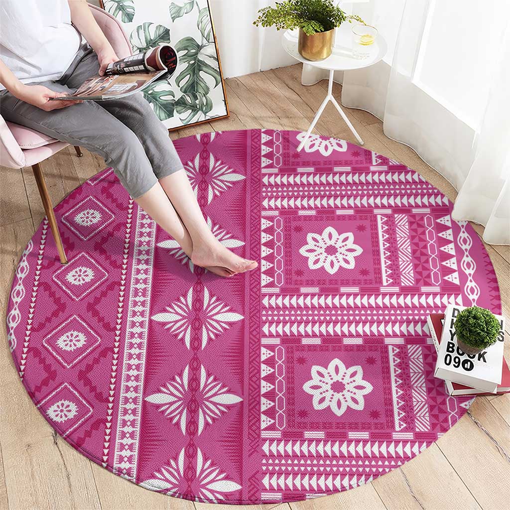 Fiji Masi All Pink Round Carpet Tapa Pattern - Polynesian Pride