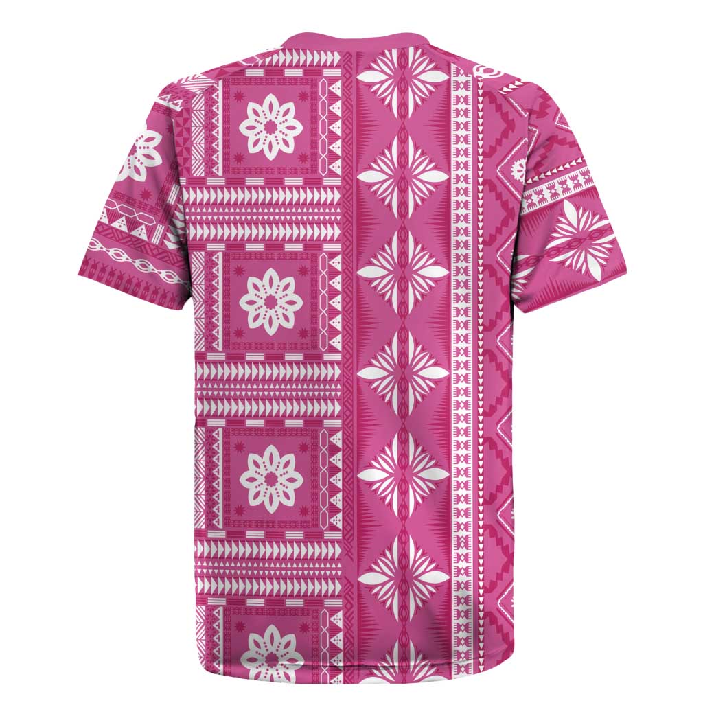 Fiji Masi All Pink Rugby Jersey Tapa Pattern - Polynesian Pride