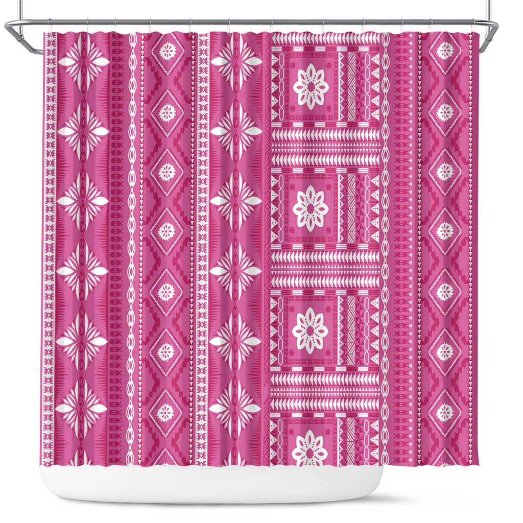 Fiji Masi All Pink Shower Curtain Tapa Pattern - Polynesian Pride