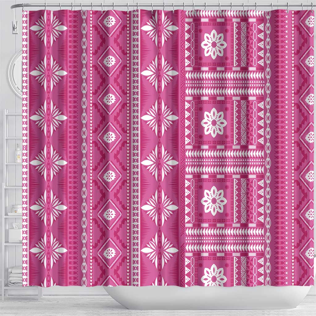 Fiji Masi All Pink Shower Curtain Tapa Pattern - Polynesian Pride