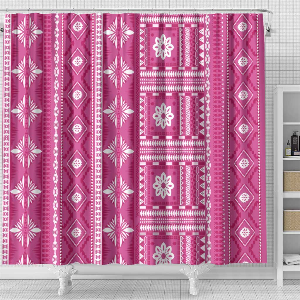 Fiji Masi All Pink Shower Curtain Tapa Pattern - Polynesian Pride