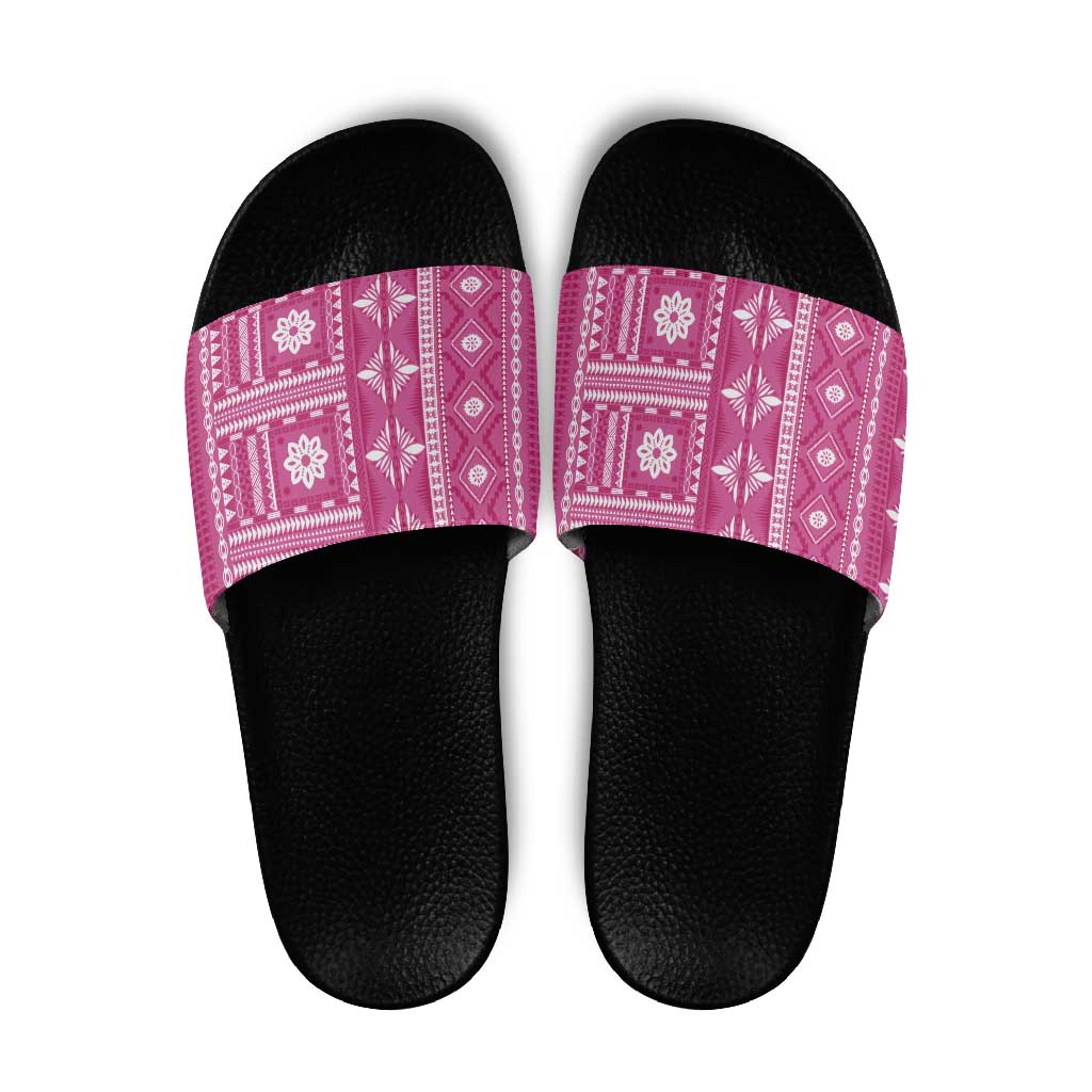 Fiji Masi All Pink Slide Sandals Tapa Pattern - Polynesian Pride