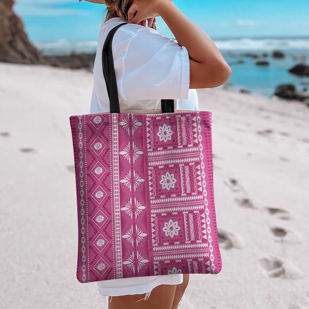 Fiji Masi All Pink Tote Bag Tapa Pattern - Polynesian Pride
