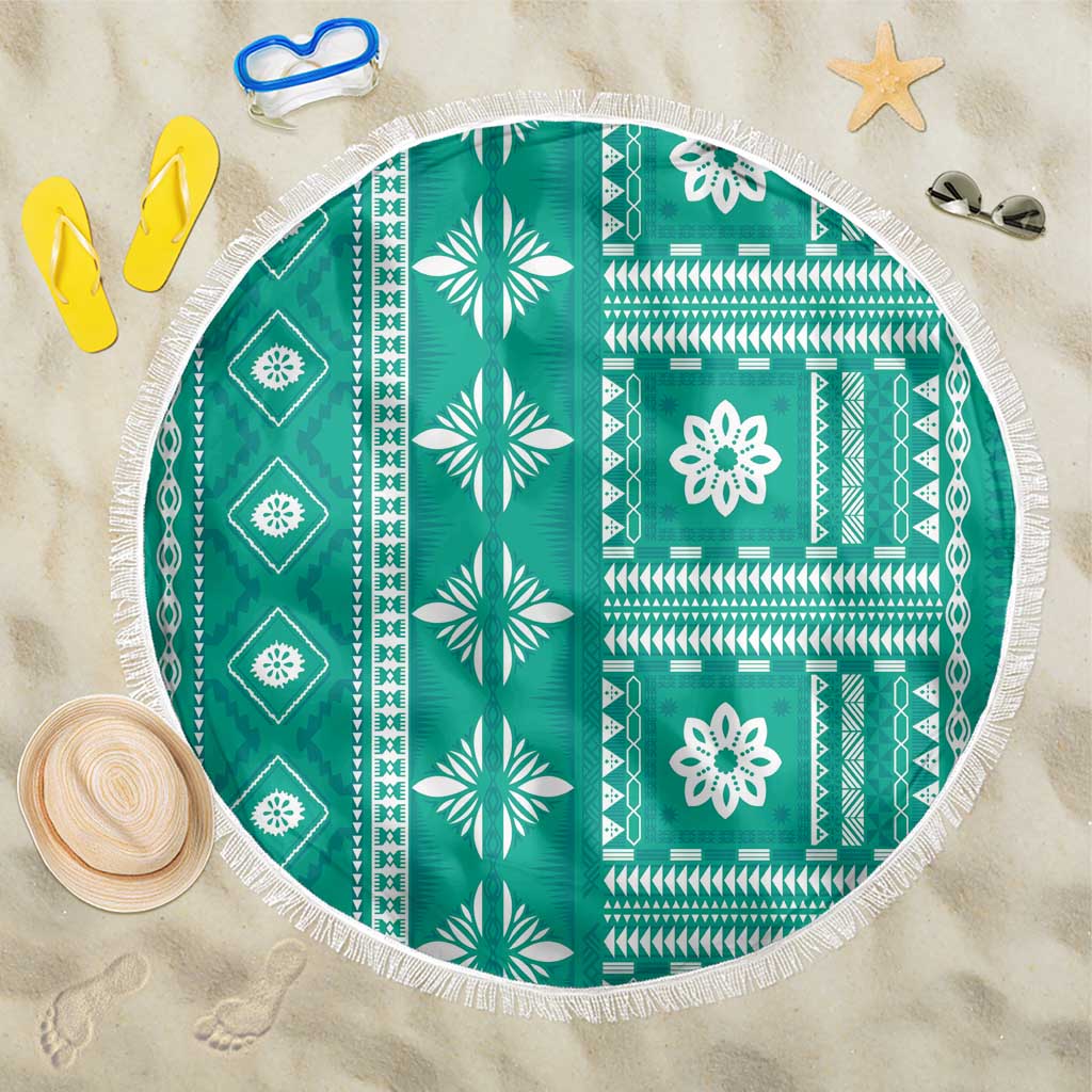 Fiji Masi All Teal Beach Blanket Tapa Pattern - Polynesian Pride