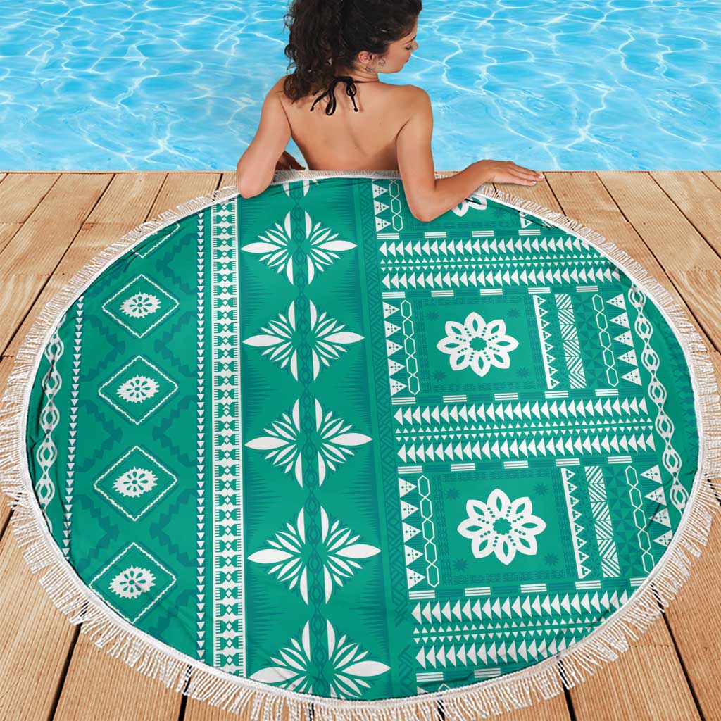Fiji Masi All Teal Beach Blanket Tapa Pattern - Polynesian Pride