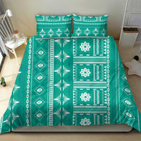 Fiji Masi All Teal Bedding Set Tapa Pattern - Polynesian Pride