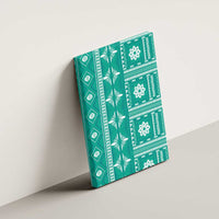 Fiji Masi All Teal Canvas Wall Art Tapa Pattern - Polynesian Pride