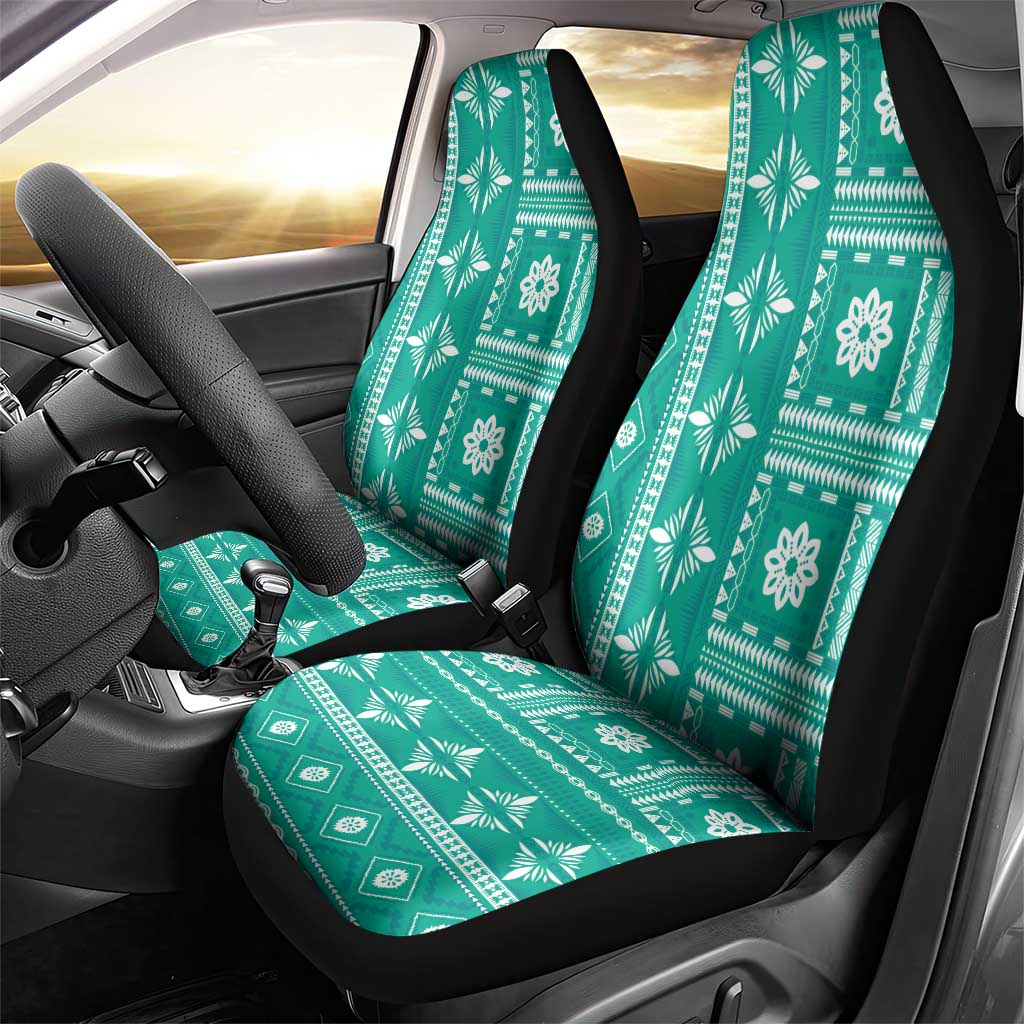 Fiji Masi All Teal Car Seat Cover Tapa Pattern - Polynesian Pride
