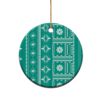Fiji Masi All Teal Ceramic Ornament Tapa Pattern - Polynesian Pride