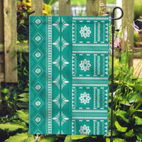 Fiji Masi All Teal Garden Flag Tapa Pattern - Polynesian Pride
