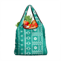 Fiji Masi All Teal Grocery Bag Tapa Pattern - Polynesian Pride