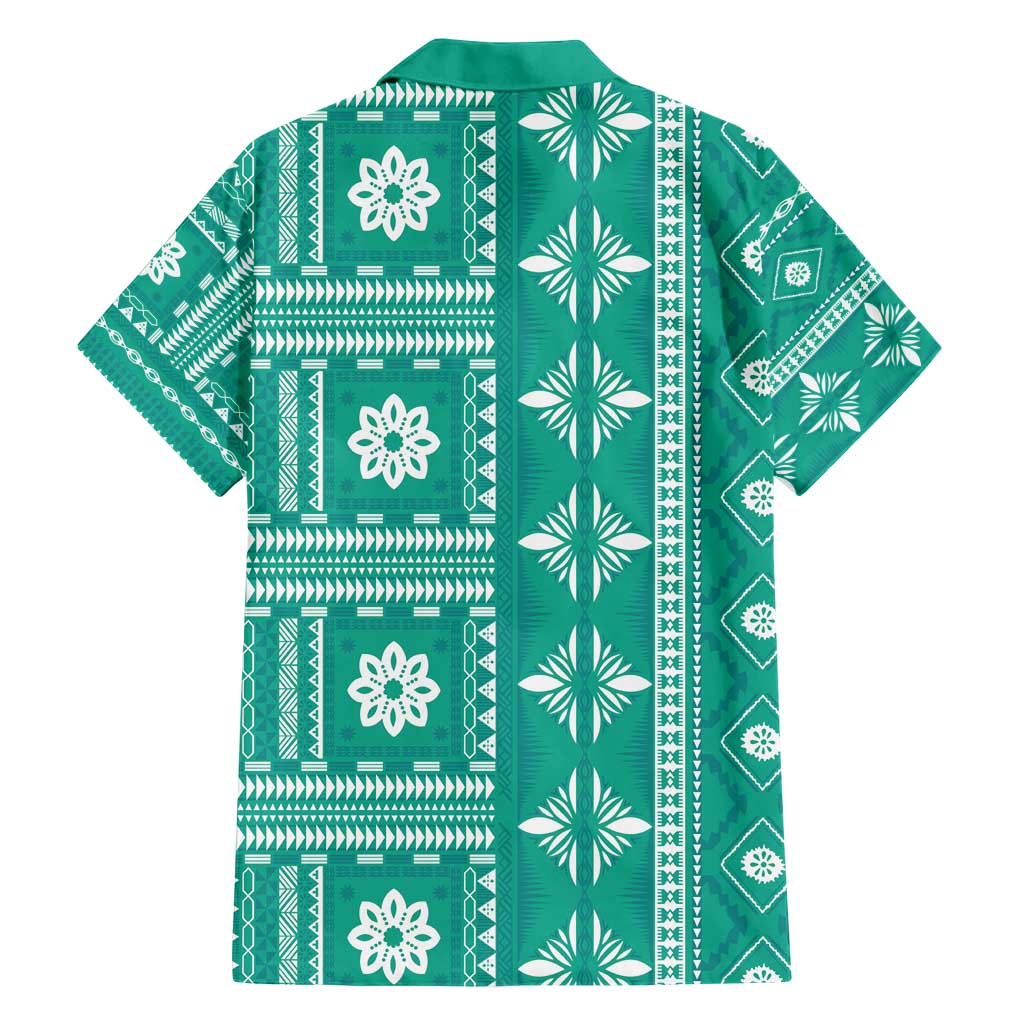 Fiji Masi All Teal Hawaiian Shirt Tapa Pattern - Polynesian Pride