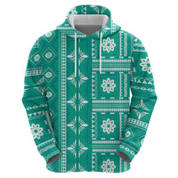 Fiji Masi All Teal Hoodie Tapa Pattern - Polynesian Pride
