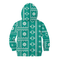 Fiji Masi All Teal Kid Hoodie Tapa Pattern - Polynesian Pride