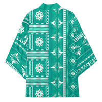 Fiji Masi All Teal Kimono Tapa Pattern - Polynesian Pride
