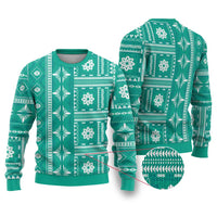 Fiji Masi All Teal Ugly Christmas Sweater Tapa Pattern - Polynesian Pride