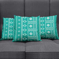 Fiji Masi All Teal Pillow Cover Tapa Pattern - Polynesian Pride