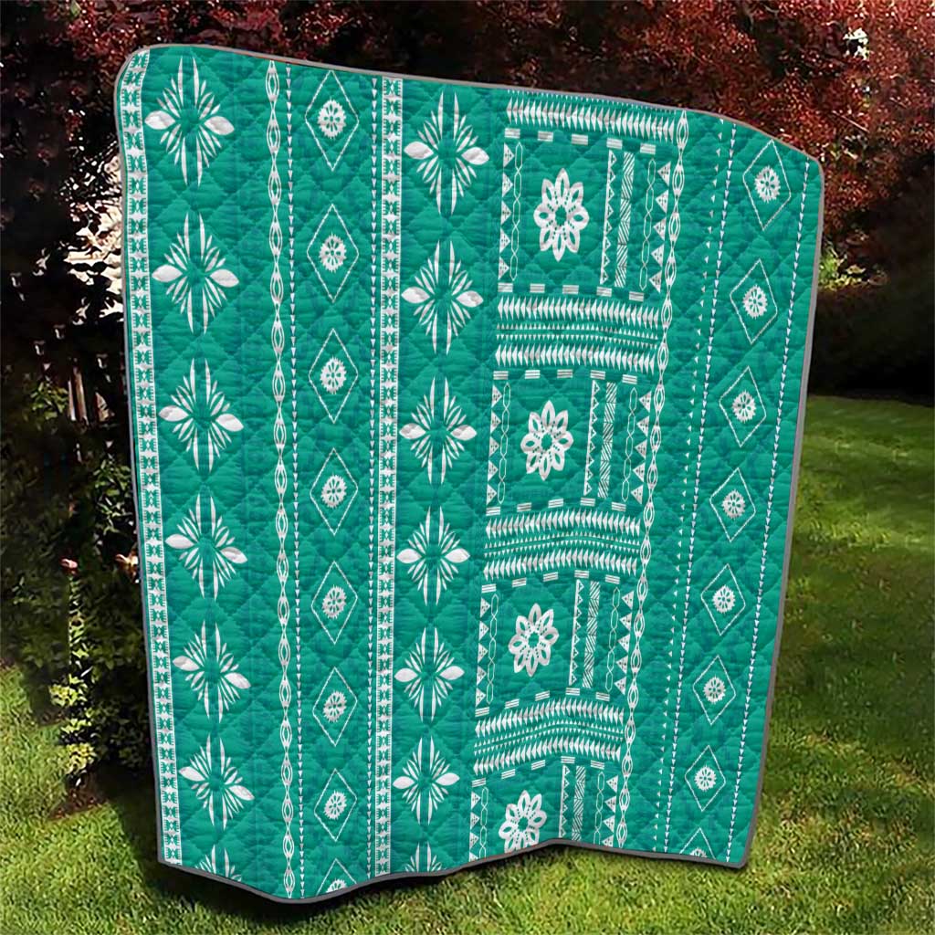 Fiji Masi All Teal Quilt Tapa Pattern - Polynesian Pride