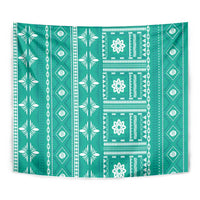 Fiji Masi All Teal Tapestry Tapa Pattern - Polynesian Pride