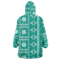 Fiji Masi All Teal Wearable Blanket Hoodie Tapa Pattern - Polynesian Pride