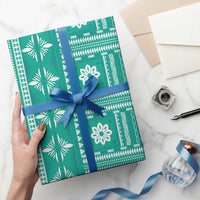 Fiji Masi All Teal Wrapping Paper Tapa Pattern - Polynesian Pride