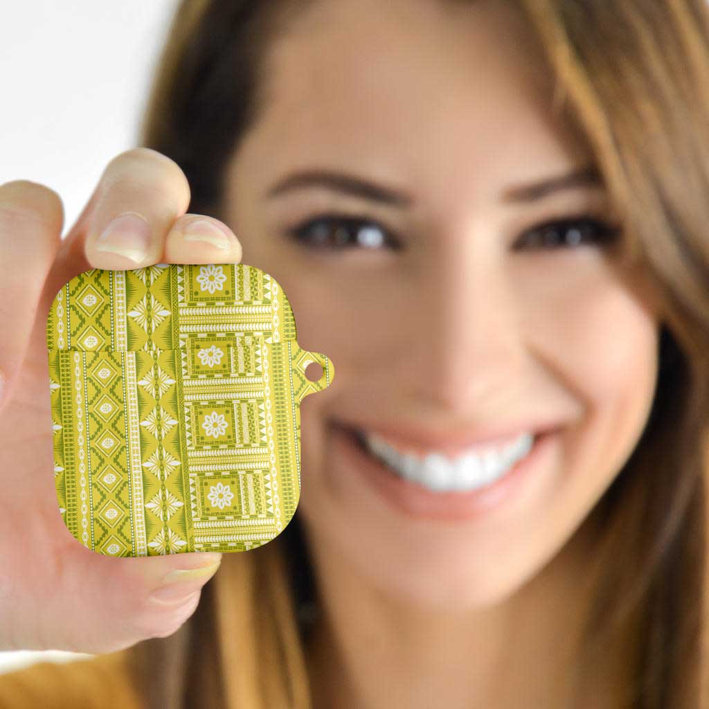 Fiji Masi All Yellow AirPods Case Tapa Pattern - Polynesian Pride