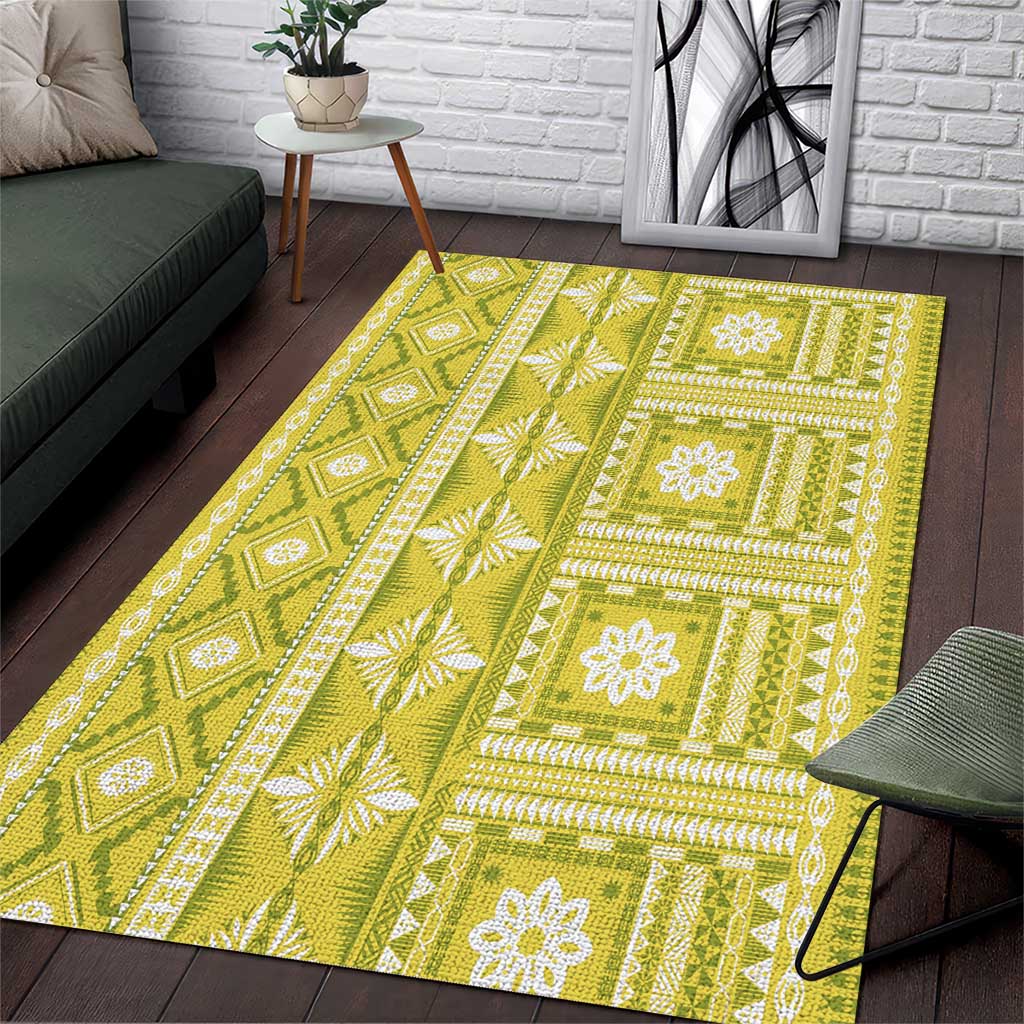 Fiji Masi All Yellow Area Rug Tapa Pattern - Polynesian Pride
